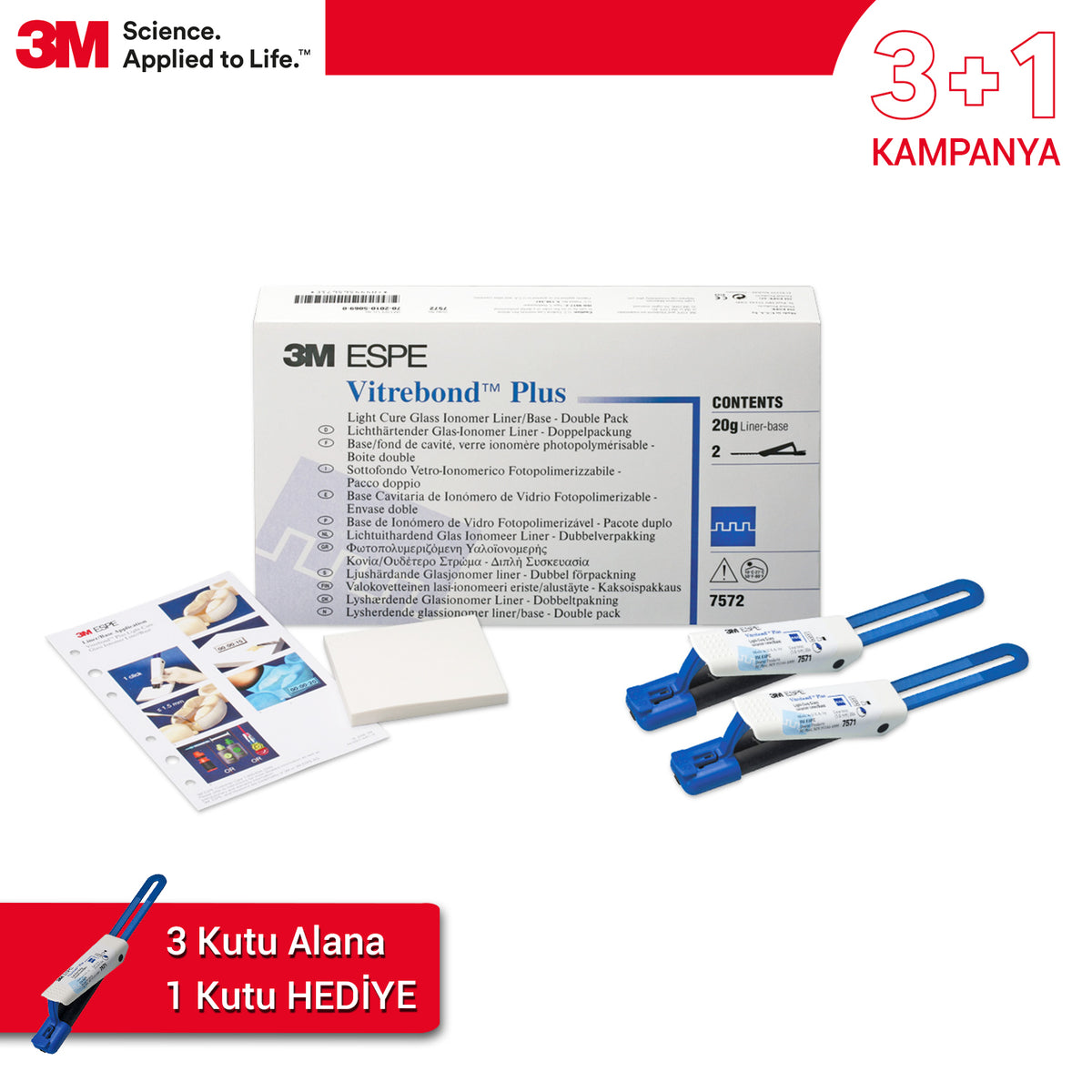 DentrealStore - 3M 3+1 Offer Vitrebond Plus Clicker - Light Curing Glass Ionomer Liner