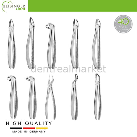 Leibinger - Adult Tooth Extraction Forceps Kit - English Pattern