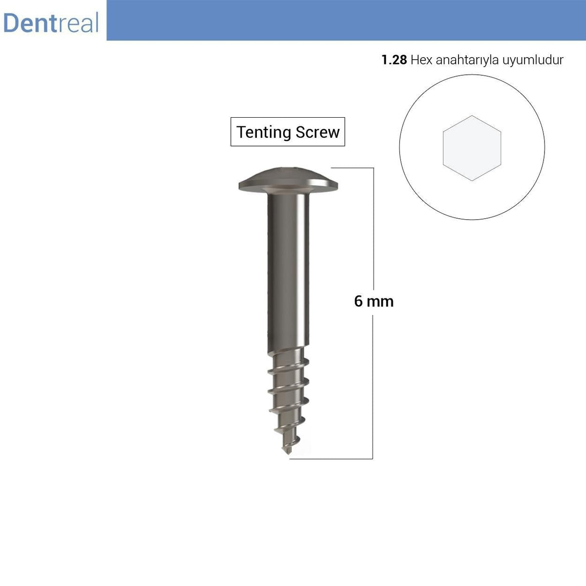 Dentreal - Bonefix GBR Tenting Screw – Half Threaded Tentig Screw 5 Pcs