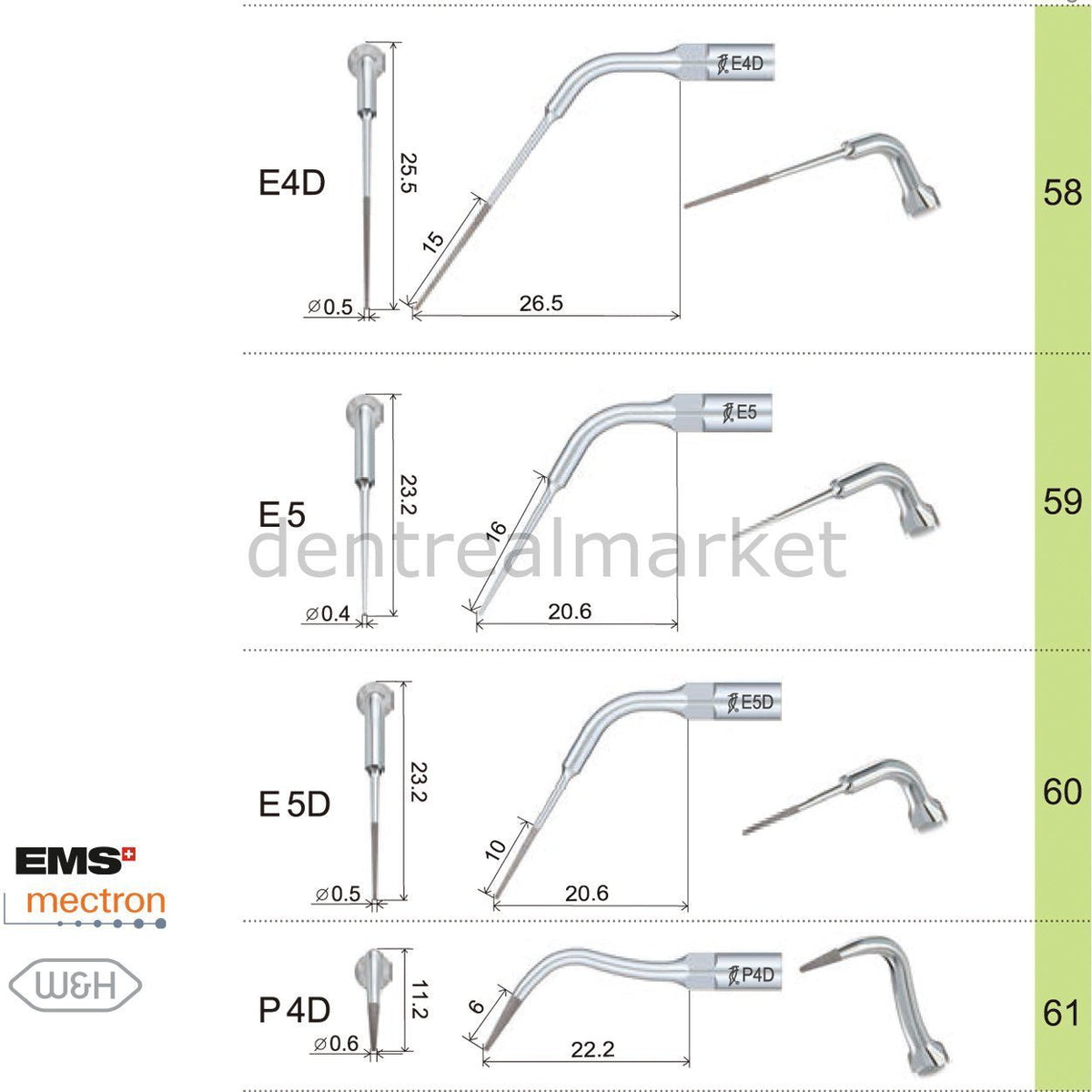 Woodpecker - Endodontic Scaler Tips - Ems,Mectron,Woodpecker,WH Compatible