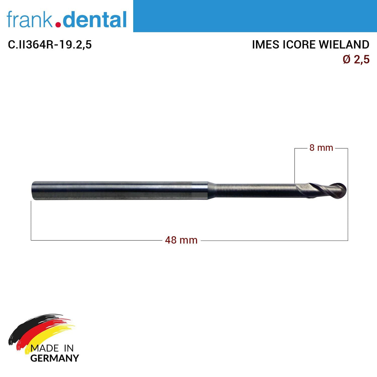 Frank Dental - Imes Icore Wieland Cad Cam Drill 2.5 mm