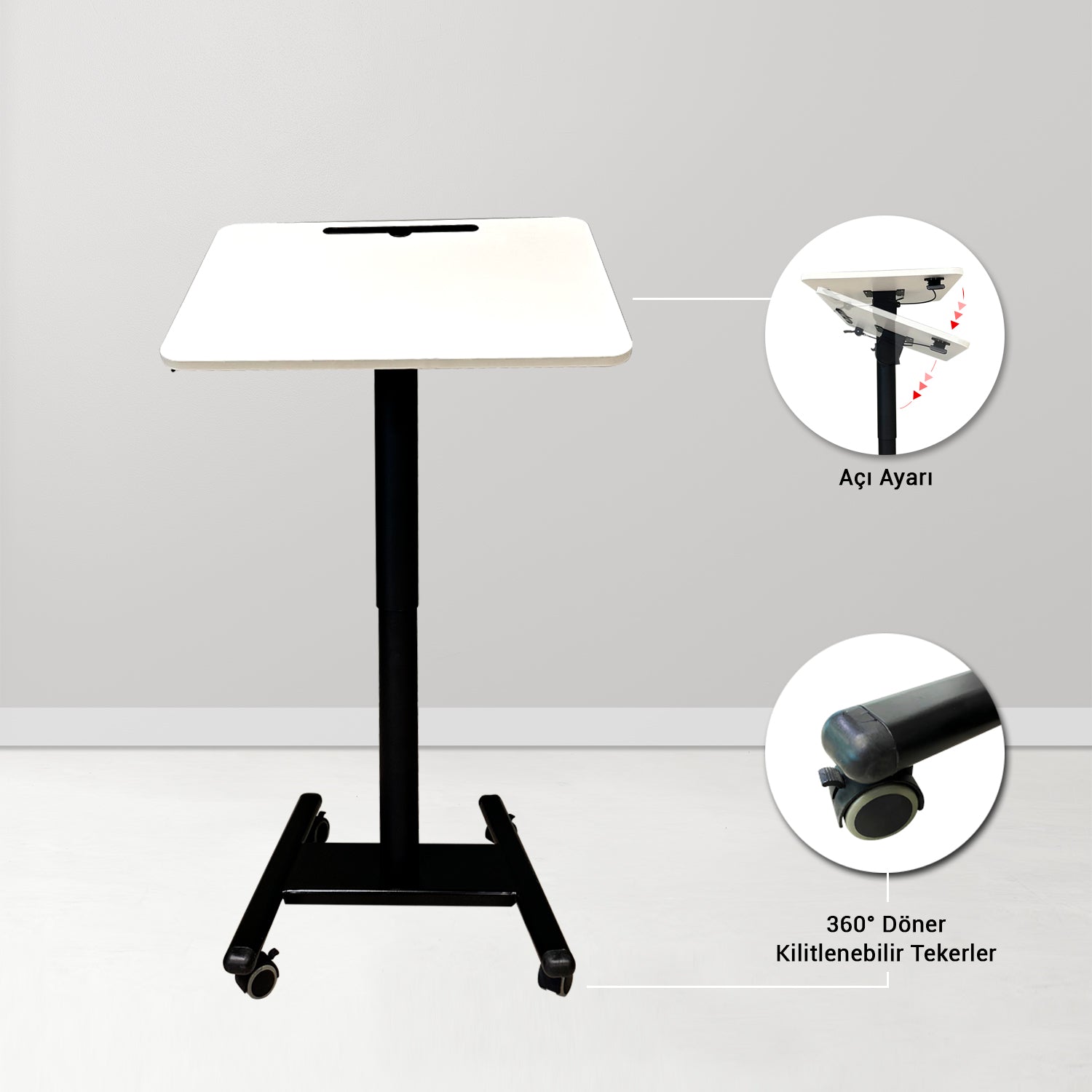 Dentreal - Movable Height Adjustable Mobile Laptop Cart - Trolley - Scanner Stand