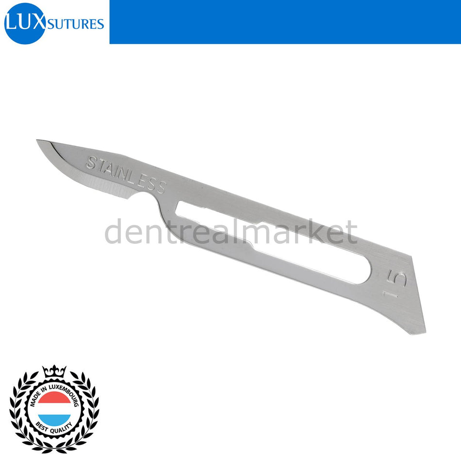 LuxSutures - Surgical Scalpel Sterile Blades Tip 15C - 5 Box Surgical Blade