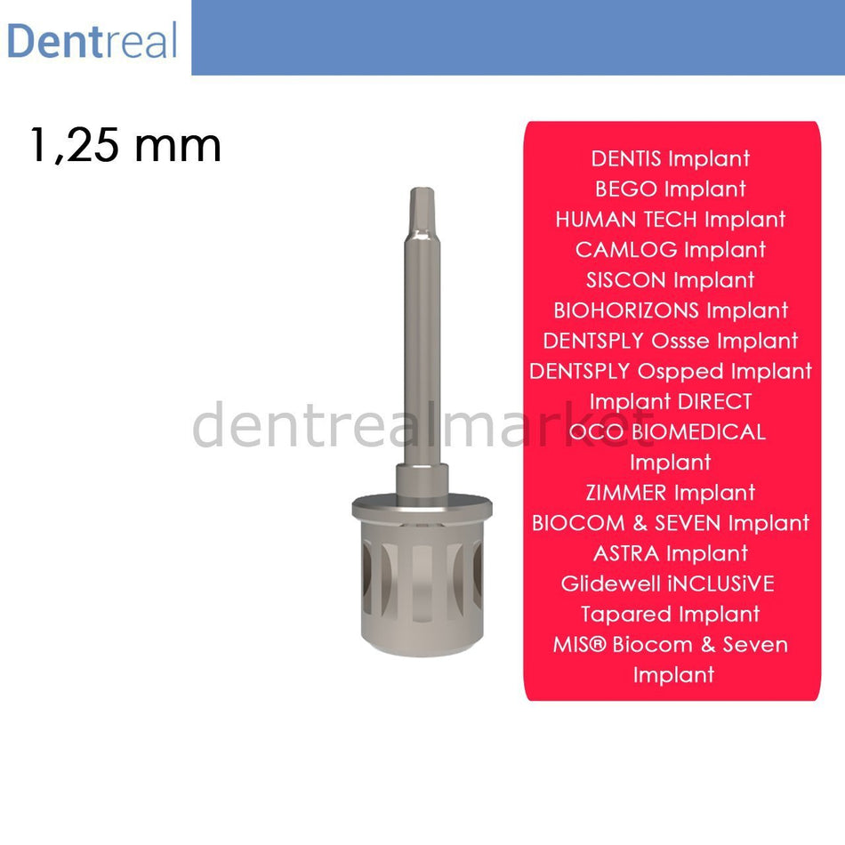 DentrealStore - Dentreal Screwdriver for Glidewell inlusive Tapared İmplant - 1,25 mm Hex Driver